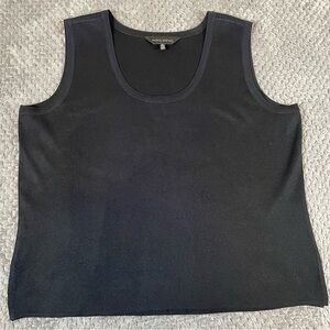 Ming Wang Tank Top XL Black Boxy Knit Career Basic Sleeveless Staple Capsule